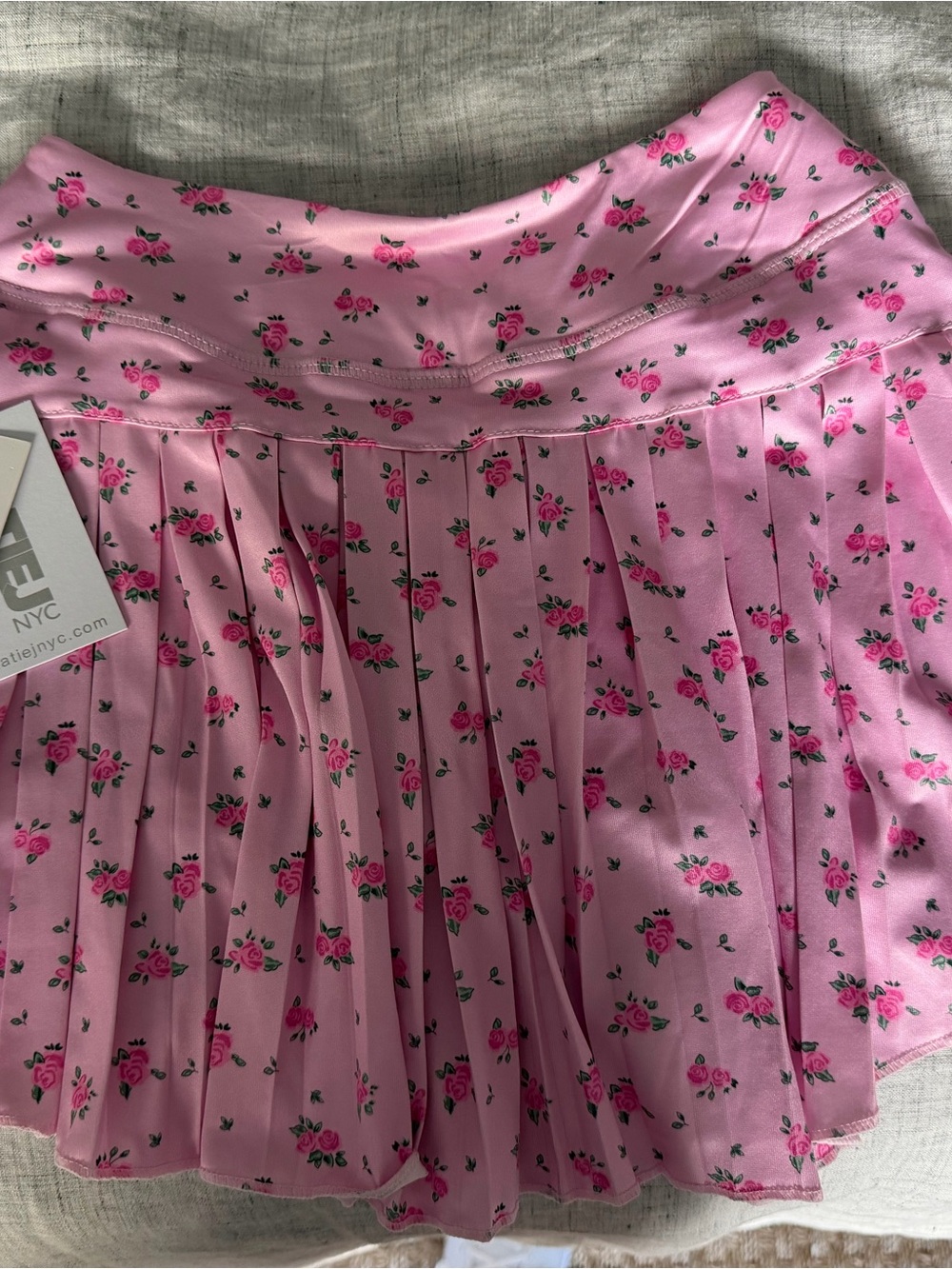 Katie J NYC Pink Floral Pleated Skater Skirt